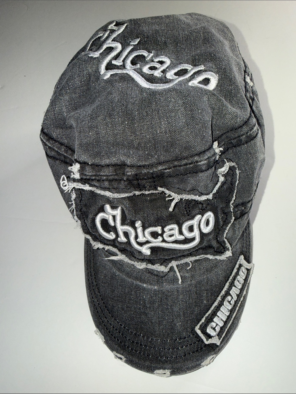 chic Distressed Gray Chicago Baseball Cap